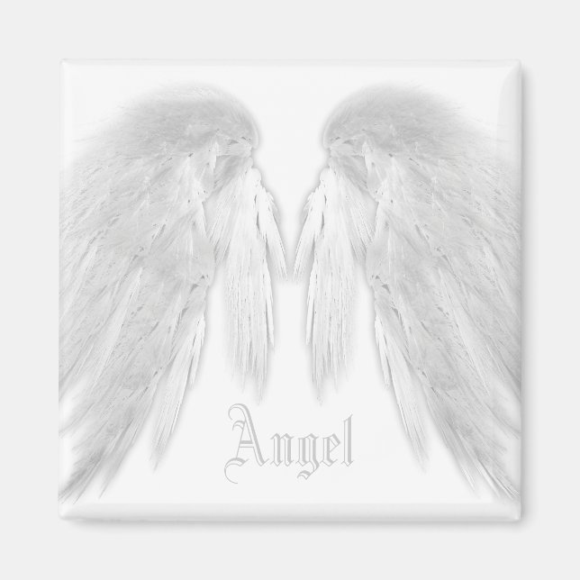 ANGEL WINGS White Custom Name Magnet (Front)