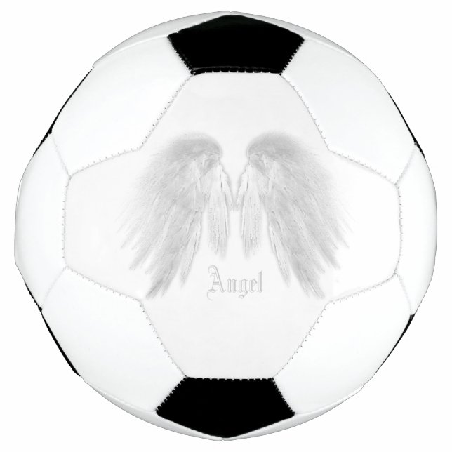 ANGEL WINGS White Custom Name Soccer Ball (Front)