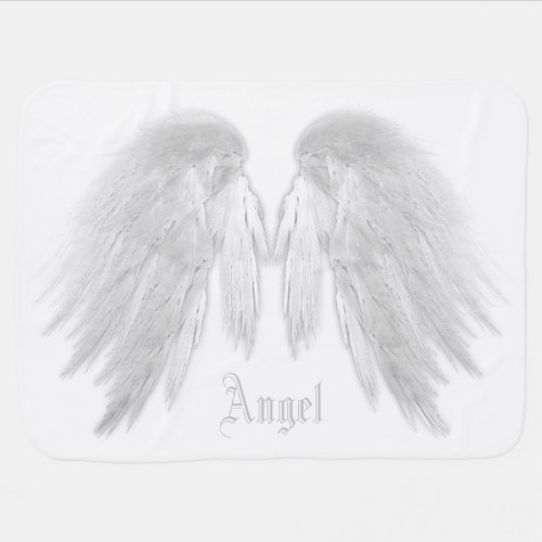 ANGEL WINGS White Custom Name Stroller Blanket