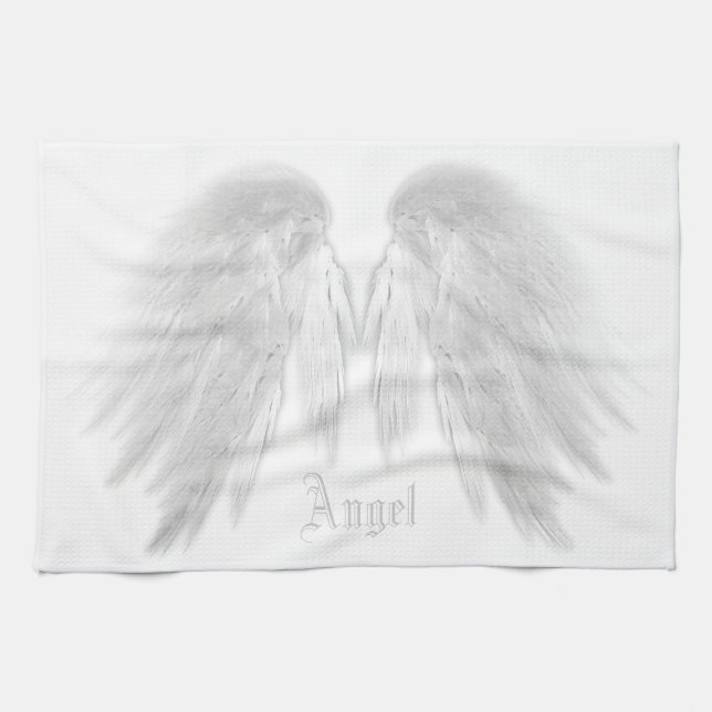 ANGEL WINGS White Custom Name Towel (Horizontal)