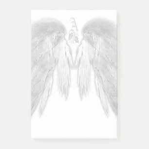 ANGEL WINGS White Heavenly Holly Monogram Post-it Notes