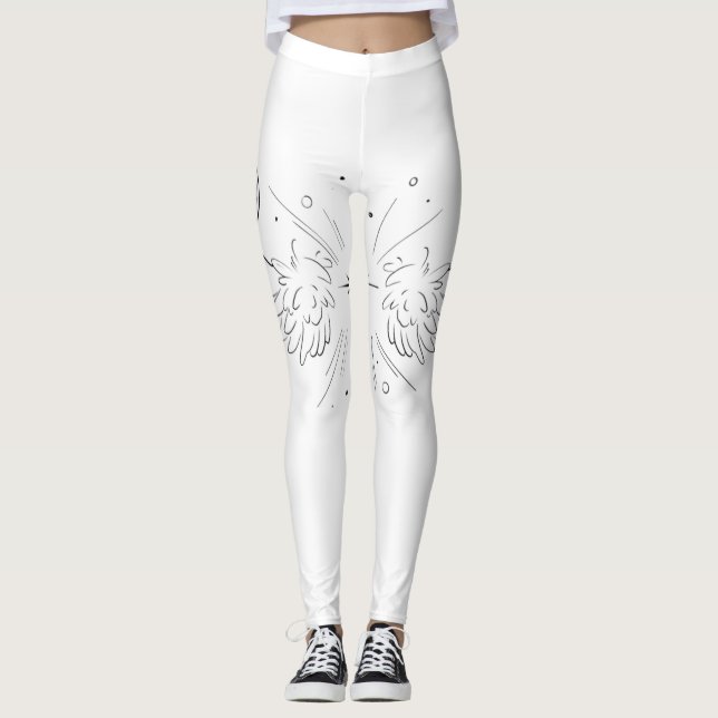 {angel wings} white Leggings (Front)