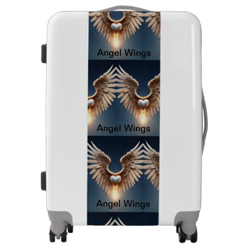 Angel Wings White Medium Sized Luggage Suitcase