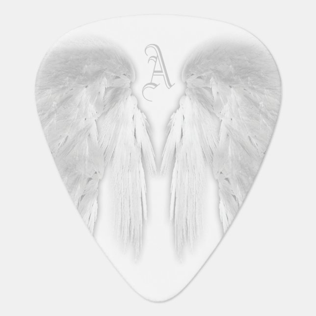 ANGEL WINGS White Monogram Guitar Pick (Front)