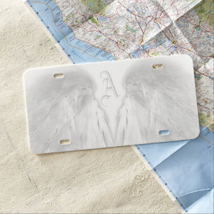 ANGEL WINGS White Monogram License Plate