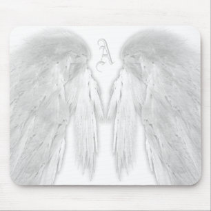 ANGEL WINGS White Monogram Mouse Pad