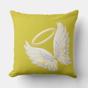 Angel Wings with Golden Halo Aesthetic Throw Pill Pillow
