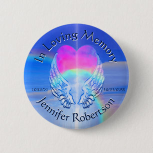 Angel Wings with Heart Button