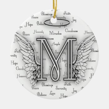 Angel Wings With Positive Words Monogram L Ceramic Ornament by AngelAlphabet at Zazzle