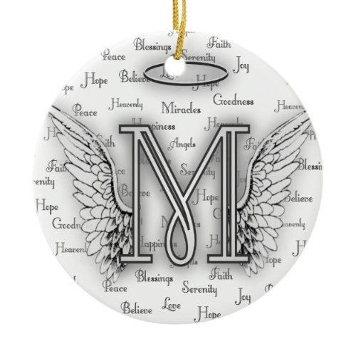 Angel Wings with Positive Words Monogram L Ceramic Ornament
