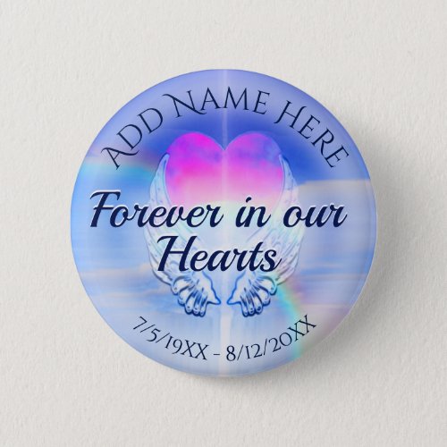 Angel Wings with Rainbow Heart Button