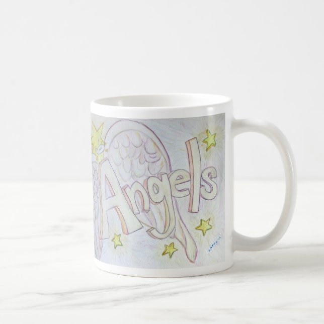 Angel Wings Word Art Custom Coffee Mug (Right)
