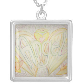 Angel Wings Word Painting Silver Necklace Pendant