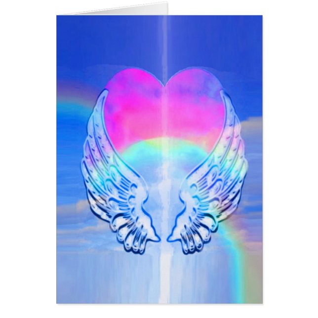 Angel Wings Wrapped Around a Heart Cards (Front)