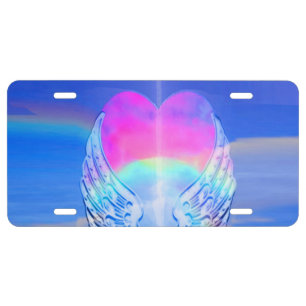 Angel Wings Wrapped Around a Heart License Plate