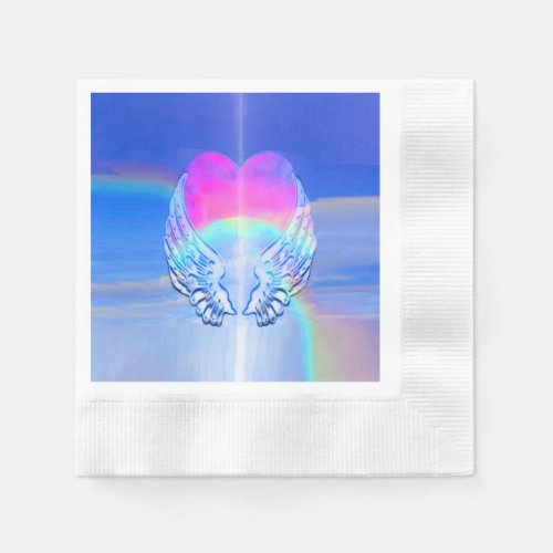 Angel Wings Wrapped Around a Heart Napkins