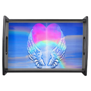 Angel Wings Wrapped Around a Heart Serving Tray