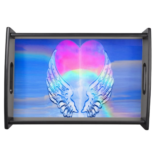Angel Wings Wrapped Around a Heart Serving Tray (Front)