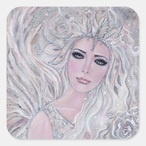 Angel winter Rose by Renee Lavoie  Square Sticker