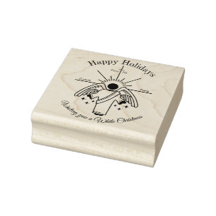 angel wishing you a white Christmas Rubber Stamp