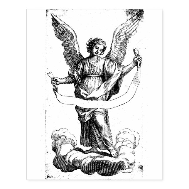 Angel with a Banderole  Rubber Stamp (Imprint)