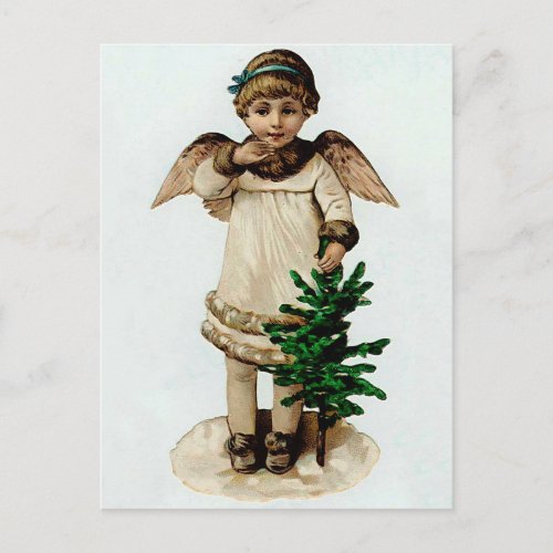 Angel with a Christmas Tree Holiday Postcard