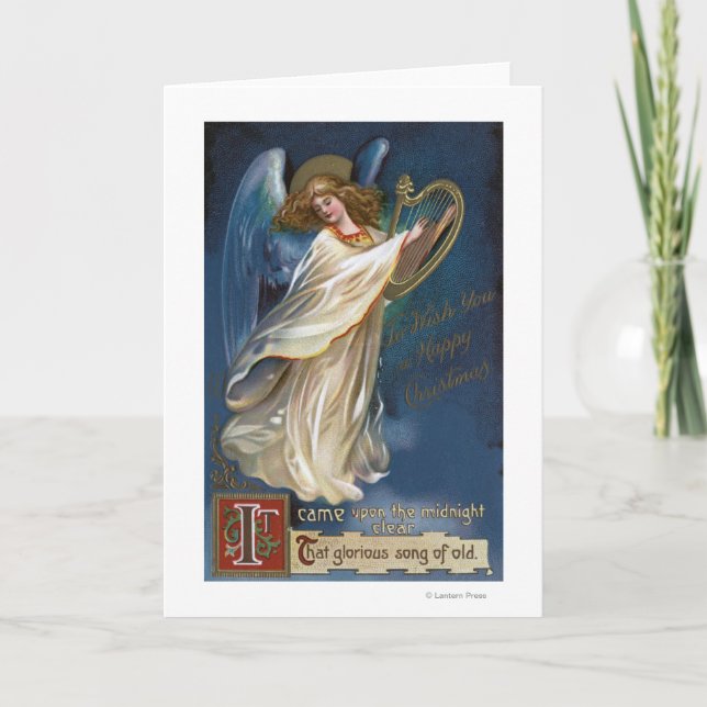 Angel with a Harp Holiday Card (Front)
