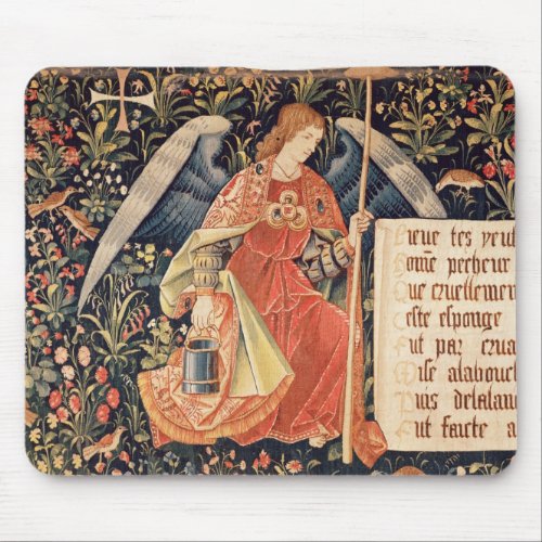 Angel with a sponge attached to a rod mouse pad