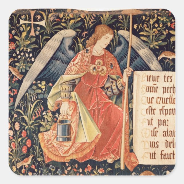 Angel with a sponge attached to a rod square sticker (Front)