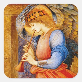 Angel With A Trumpet Square Sticker by dmorganajonz at Zazzle
