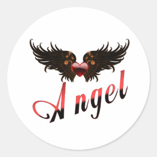 Angel - With Angel Wings Design Classic Round Sticker
