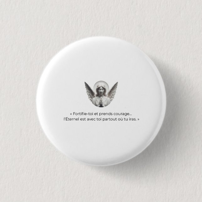 Angel with Biblical verse - "Strengthen yourself a Button (Front)