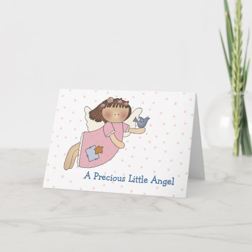 Angel with Bird Baby Girl Greeting Card