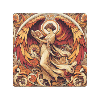 Angel with book metal print