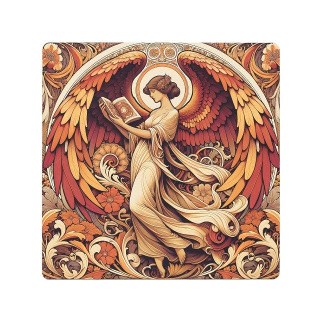 Angel with book metal print (Front)