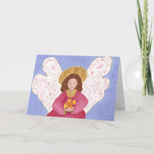 angel with butterfly Christmas card (Front)