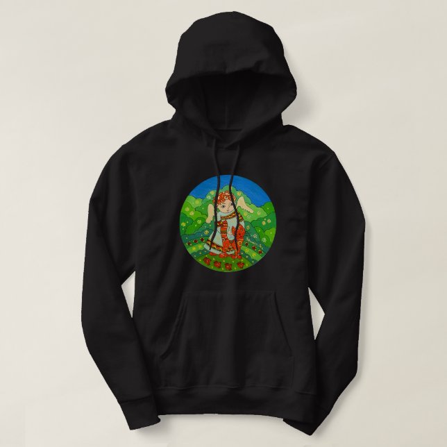 Angel with cat christmas decor 260. hoodie (Design Front)