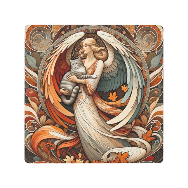 Angel with cat metal print (Front)