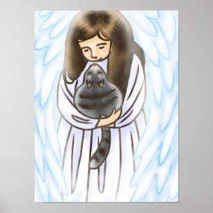 Angel with Cat Poster