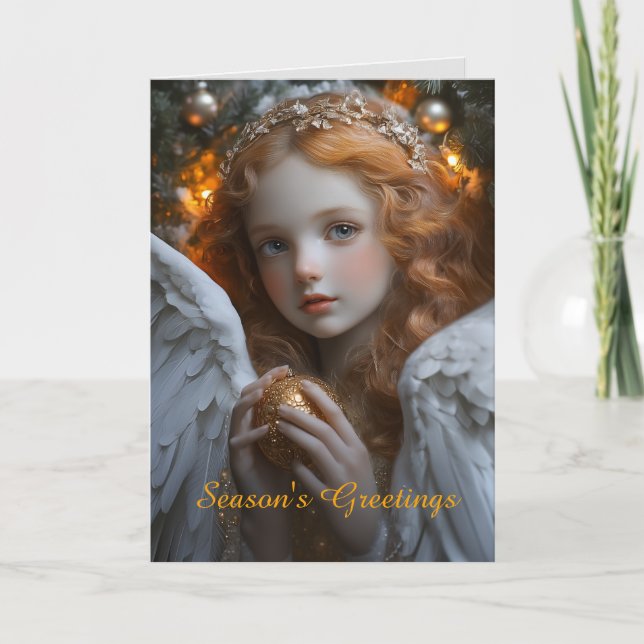 Angel With Christmas Ornament  Card (Front)