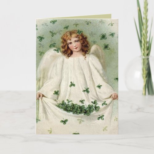 Angel with Clover St Patricks Day Card