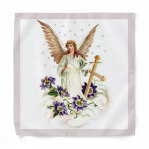 Angel With Cross And Clematis Flowers Bandana