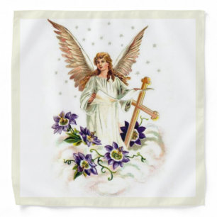 Angel With Cross And Clematis Flowers Bandana