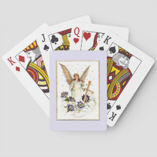 Angel With Cross And Clematis Flowers Bicycle Play Poker Cards