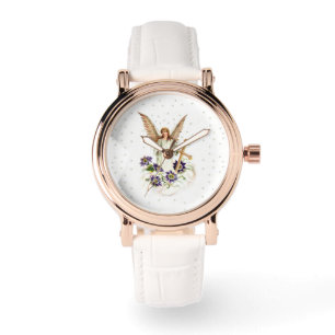 Angel With Cross And Clematis Flowers Watch