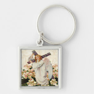 Angel With Cross Keychain