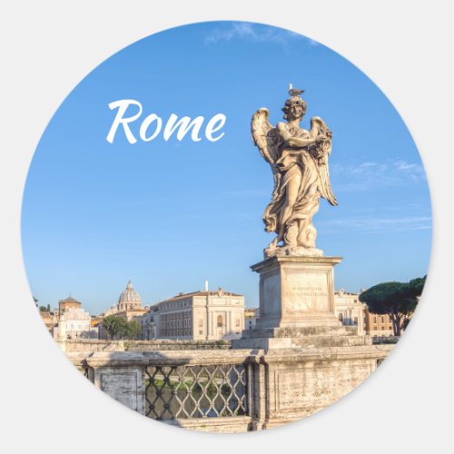 Angel with Crown of Thorns _ SantAngelo Rome Classic Round Sticker