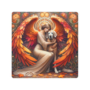 Angel with dog metal print