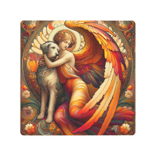 Angel with dog metal print