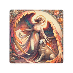 angel with dog metal print
